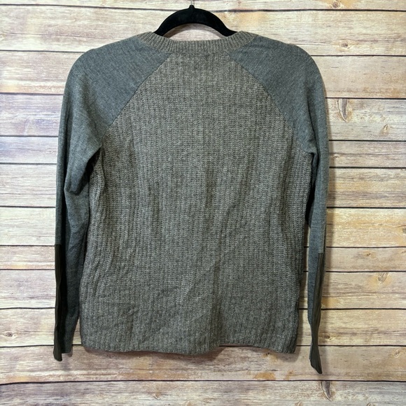 Eileen Fisher Scoop Neck Sweater With Leather Trim - Picture 8 of 8